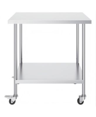 Stainless Steel Rolling Work Table 30 x 36 x 38 in with 4 Casters