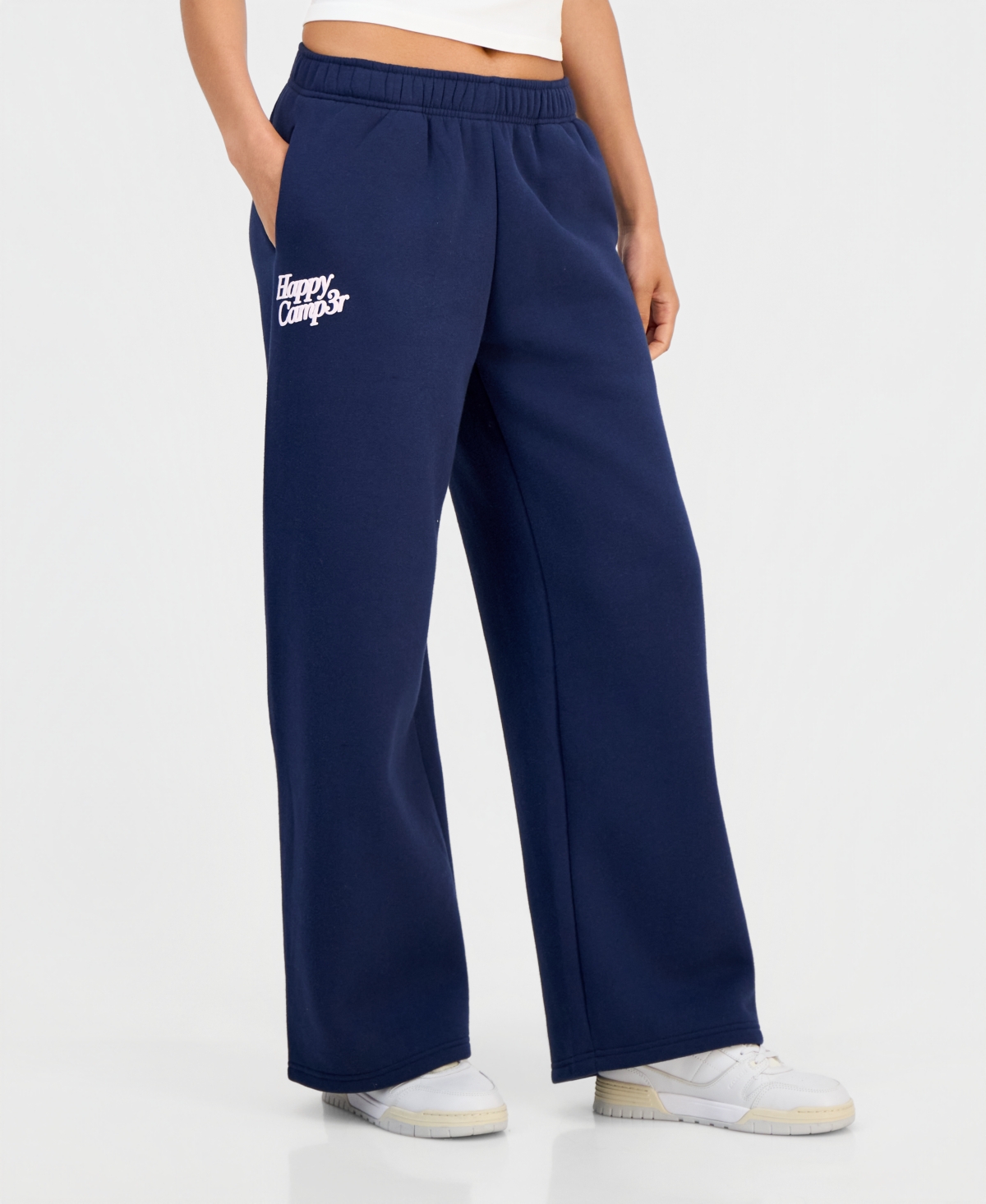 The Happy Camp3r Juniors' Puff-Print Wide-Leg Sweatpants
