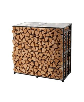 4 ft Firewood Rack with Sloped Roof Outdoor Log Storage Shed