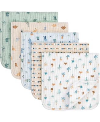 Kids 5-Pack Lyra Muslin Burp Cloths Boy, Girl, Soft Cotton Muslin Burping Cloths for Newborn
