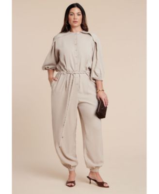 Women's Plus Size W Cord Tie Jumpsuit