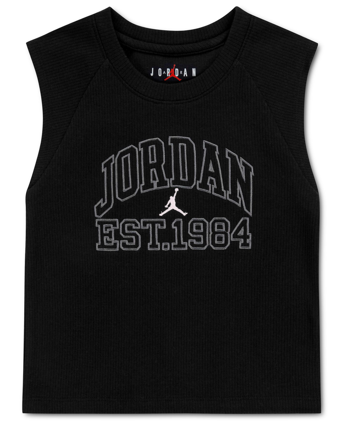 Детская майка Jordan в рубчик, 7-16, цвет: Чёрный — фото 1