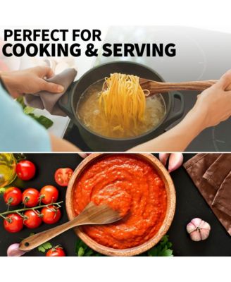 6-Piece Durable Wooden Cooking Spoons Set with Comfort Grip