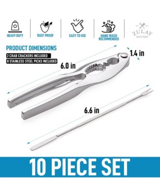 Heavy Duty 10-Piece Crab Leg Crackers and Tools Set & Sharp Tines