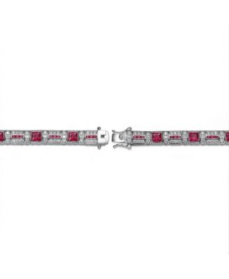 Sterling Plated with Colored Cubic Zirconia Tennis Bracelet