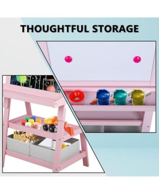 Art Easel for Kids, 3 in 1 Toddler Easel w/Whiteboard, Chalkboard and Paper Roll