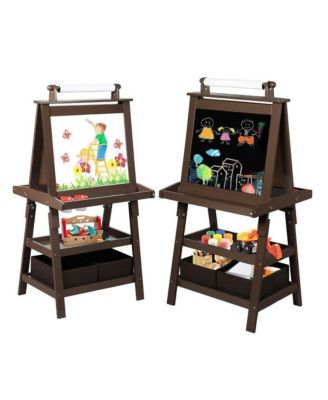 Art Easel for Kids, 3 in 1 Toddler Easel w/Whiteboard, Chalkboard and Paper Roll