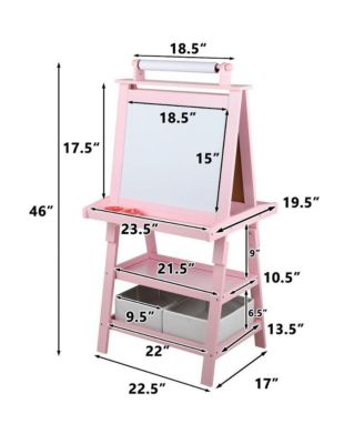 Art Easel for Kids, 3 in 1 Toddler Easel w/Whiteboard, Chalkboard and Paper Roll