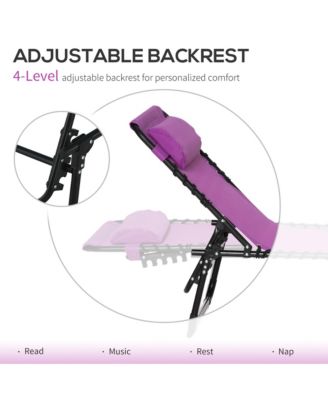 Outdoor Folding Chaise Lounge Chair Portable Lightweight Reclining Garden Sun Lounger with 4-Position Adjustable Backrest for Patio, Deck, and Poolside, Purple