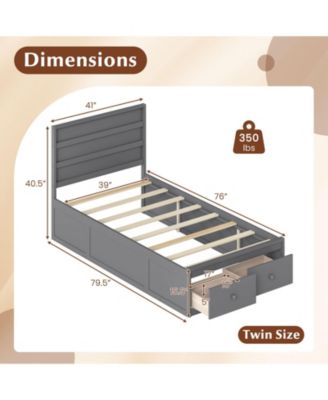 Bed Frame with Storage Drawers and Headboard