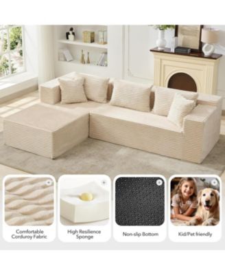 106" L-Shaped Sectional Sofa with Chaise, Modular Deep Seat Cloud Couch, No Assembly