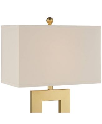 Marshall Modern Table Lamp with White Marble Riser 30" Tall Champagne Gold Oatmeal Shade for Bedroom Living Room Bedside Nightstand House