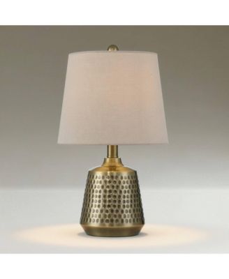 Argus High Small Modern Accent Table Lamp Gold Textured Brass Finish Metal Single Living Room Bedroom