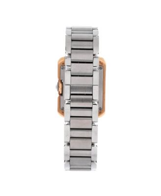 Tank Anglaise Quartz Watch in Stainless Steel and Rose Gold with Diamond Bezel 23mm