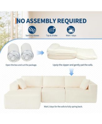 108" Boneless Modular Sectional Sofa, Cloud Couch, No Assembly Convertible Sofa