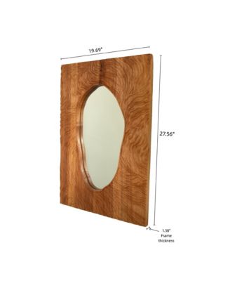 20'' Vintage Rosewood Timeline Wall Mirror, Decorative Irregular Rectangular Mirror for Bathroom Bedroom Living Room Entryway