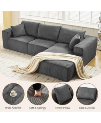 108" Cloud Sectional Sofa with Chaise, Modular Deep Seat Couch, Upholstered, No Assembly
