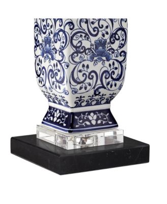 Barnes & Ivy Tall Iris Asian Floral Jar Table Lamp with Marble Base