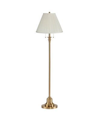 360 Lighting Dyna Traditional Tall 2-Light Standing Floor Lamp Pull Chain Antique Brass Finish Pleated
