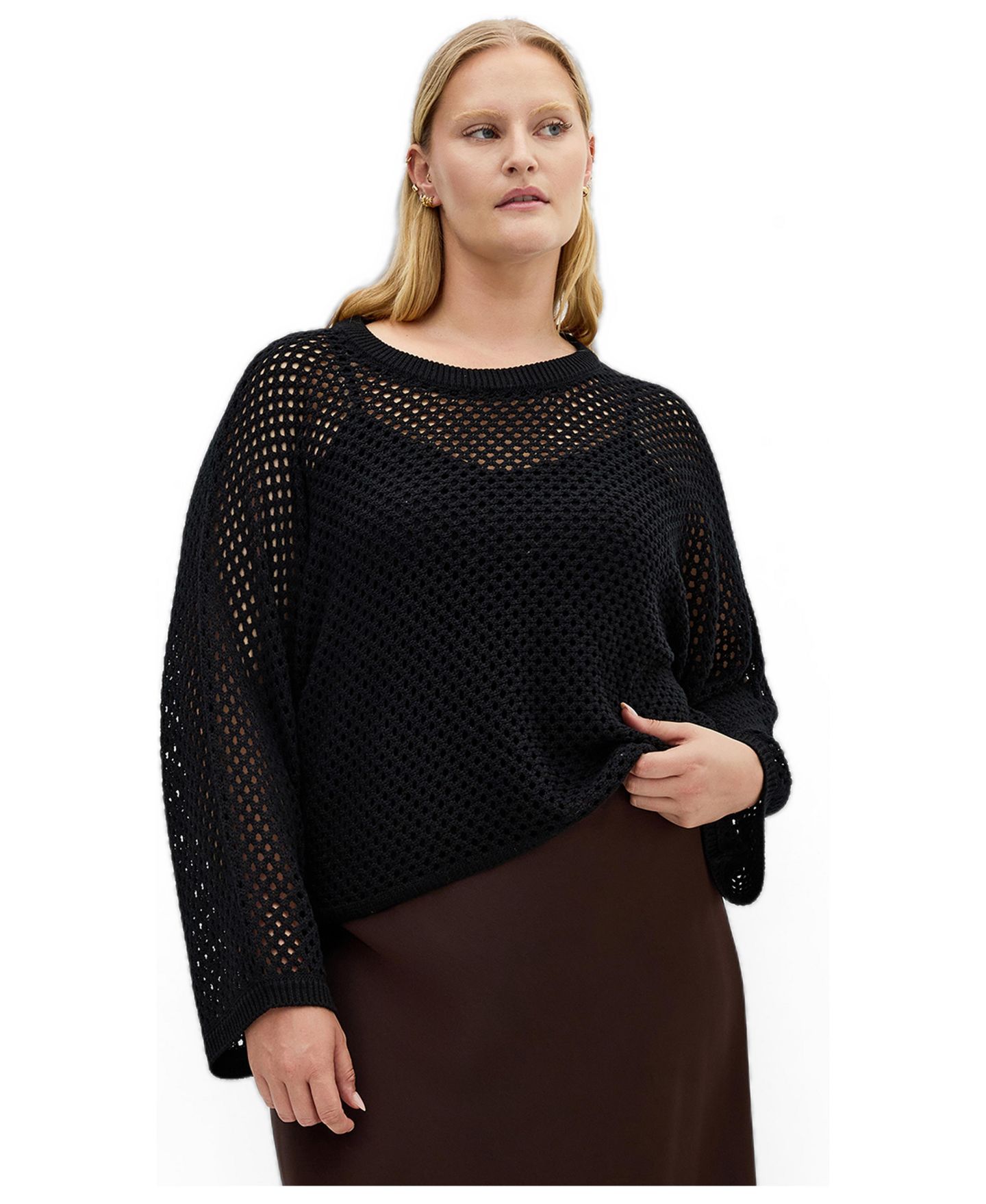 Женский топ CITY CHIC Crochet Knit Long Sleeve, цвет: Чёрный — фото 1