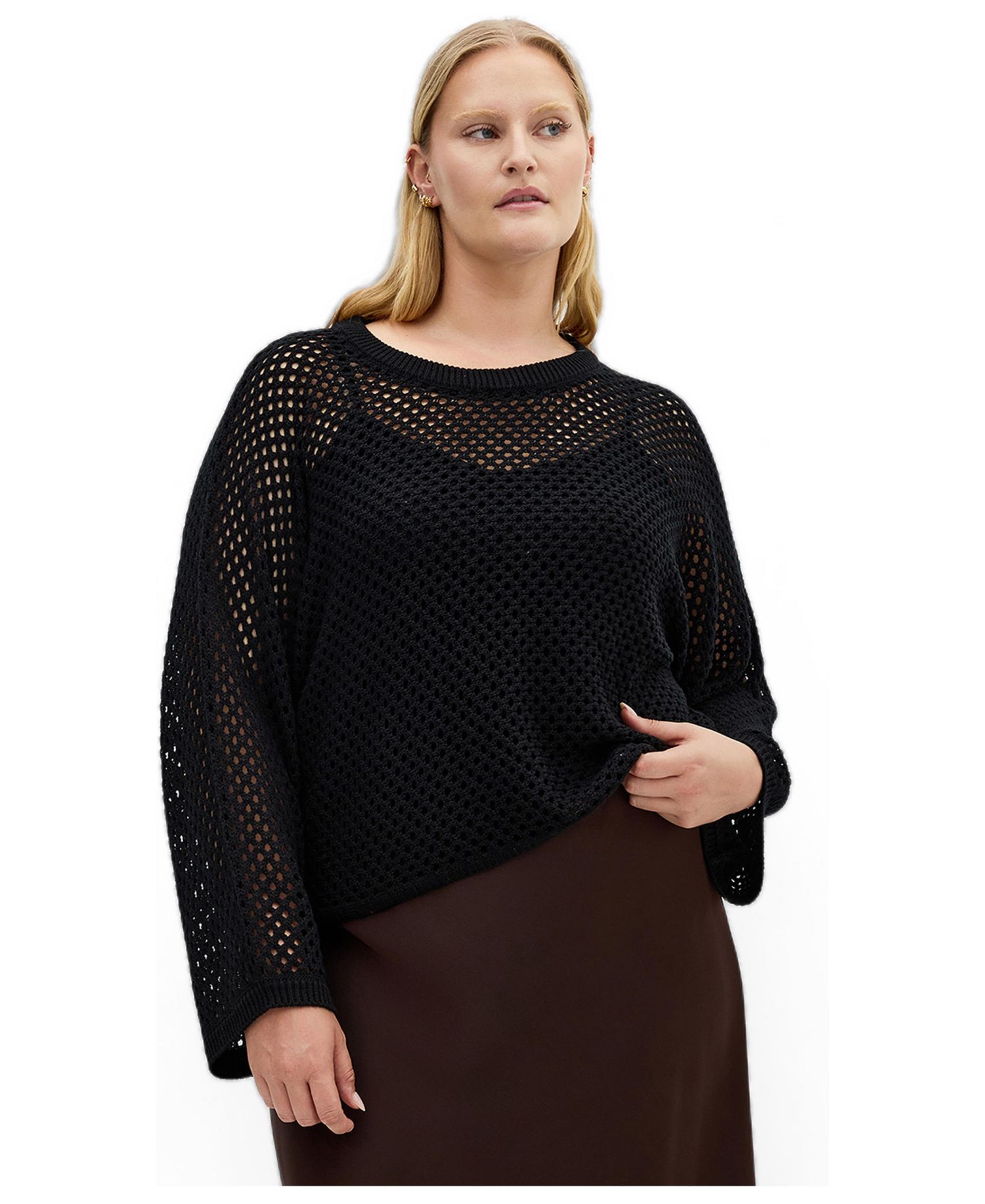 Women's Crochet Knit Long Sleeve Top