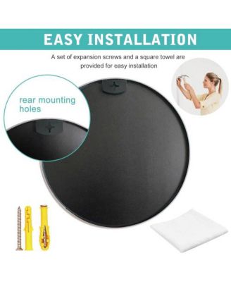 32 Inch Silver Metal Framed Round Bathroom Mirror, Wall Mounted Mirror for Bathroom