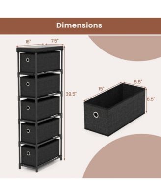 Narrow Five Drawer Dresser Slim Storage Tower