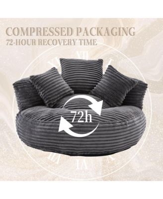 Corduroy Oversized Bean Bag Chair, Lazy Sofa with Memory Foam, 3 Pillows and Armrest for Living Room Bedroom