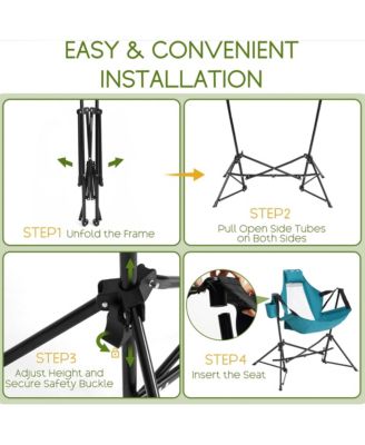 Outdoor Hammock Chairs Set of 2, Portable Folding Rocking Chair with Adjustable Back and Carry Bag, Oversized Recliner for Travel, Camping