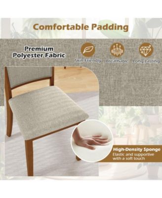 Dining Chairs Set of 2 w/Rubber Wood Frame Padded Seat and Backrest for Kitchen