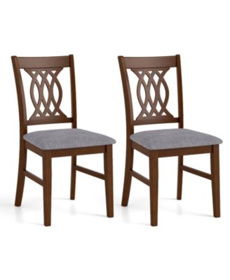 Dining Chairs Set of 2 w/Padded Seat Hollowed Backrest and Rubber Wood Frame