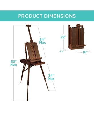 French Easel, 32pc Beginners Kit Portable Wooden Adjustable Tripod  w/ Paint Supplies