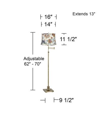 Chic Style Swing Arm Adjustable Floor Lamp Tall Antique Brass Paisley Drum Shade Living Room Reading House