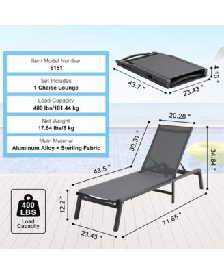 Chaise Lounge Chair Outdoor Patio Lounge Chair with Adjustable 5-Position