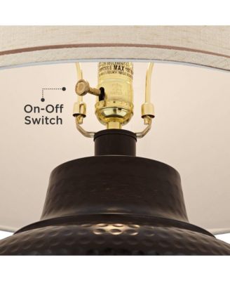 27.25" Tall Rustic Farmhouse Table Lamp with Hammered Bronze Finish and USB Dimmer