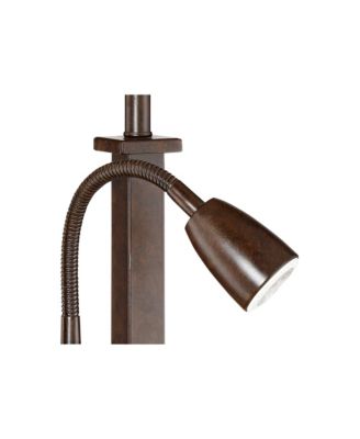 Deacon High Industrial Desk Lamps Set of 2 USB Port AC Power Outlet Gooseneck Bronze Finish Metal Charging