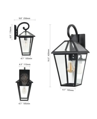 10" 2pcs Outdoor Wall Lanterns, Weatherproof Wall Sconce with Clear Glass Panels