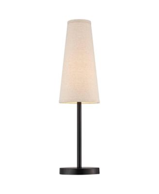 Modern Table Lamps 26" High Set of 2 Dark Espresso Bronze Metal Off Linen Cone Shade for Bedroom Living Room House Home Nightstand
