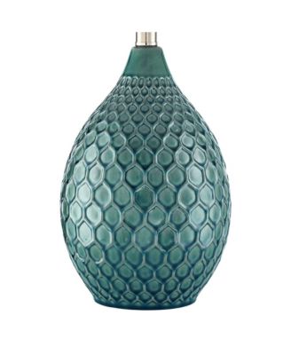 Modern Table Lamp with USB Charging Port 24 3/4" High Sea Foam Ceramic Oatmeal Drum Shade for Living Room Desk Bedroom