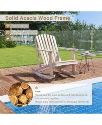 Adirondack Rocking Chair with Slatted Seat and High Fanned Back