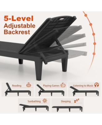 Outdoor PP Chaise Lounge Chairs Set of 2 with 4-Position Adjustable Backrests