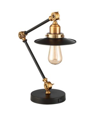 Taurus 20" High Small Farmhouse Desk Lamps Set of 2 USB Ports Adjustable Home Office Charging