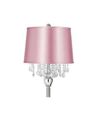 Crystals Traditional 60 1/2" Tall Standing Floor Lamp Foot Switch Satin Steel Finish Drum Satin Shade