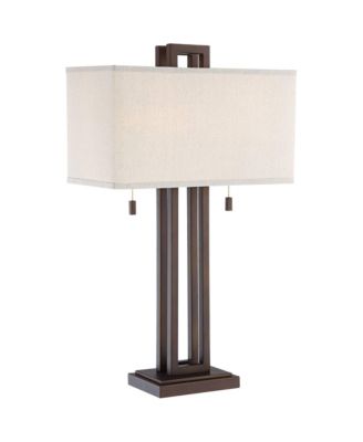 Gossard Modern Industrial Table Lamp 30" Tall Bronze with USB Charging Port  Rectangular Shade for Bedroom Living Room Office