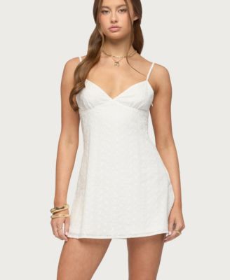 Women's Iman Embroidered Cotton Cutout Mini Dress