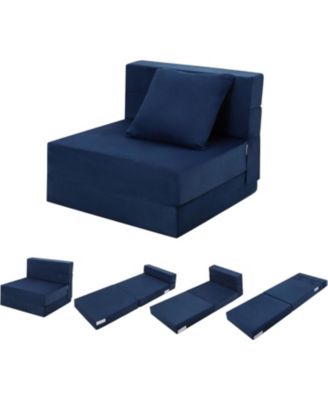 Convertible Folding Sofa Bed, Memory Foam Futon Sleeper with Pillow for Living Room and Guest Room