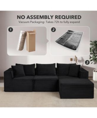 108" Cloud Sectional Sofa, Modular Boneless Couch with Memory Foam, No Assembly