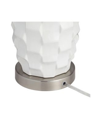 Modern Coastal Table Lamps 24 1/2" High Set of 2 Ceramic LED Faux Drum Shade for Bedroom Living Room House Home Bedside