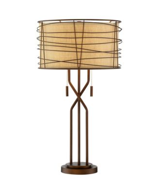 Marlowe 28.75" Tall Industrial Table Lamp with USB Charging Port and Double Shade