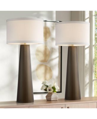 Karen 36" Tall Large Mid Century Modern End Table Lamps Set of 2 Glass Living Room Bedroom
